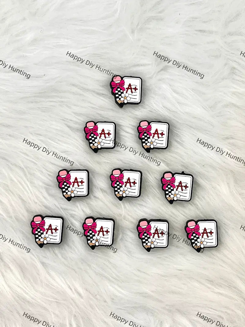 A+ Letter Book Shape Silicone Focal Beads for DIY Beadable Pen Making