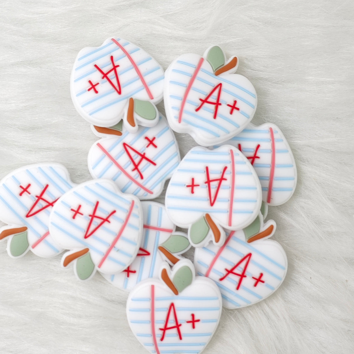 A plus teaching apple Silicone Focal Beads Wholesale, teaching focal beads