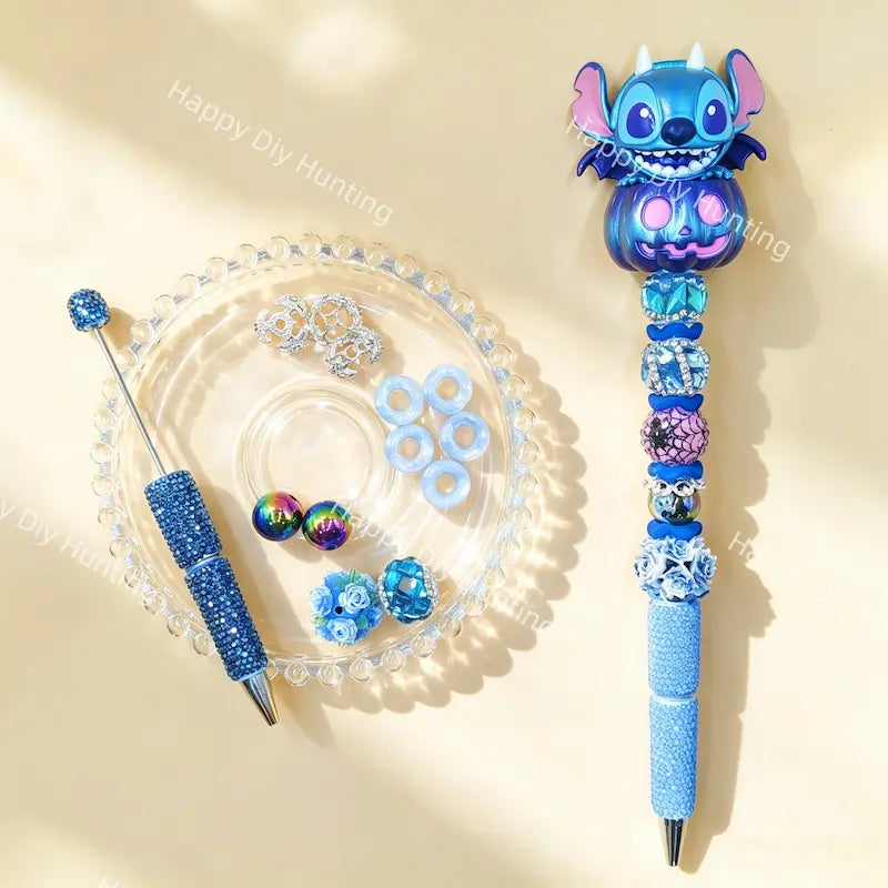 Halloween cartoon pumpkin beadable pen DIY kit, handmade craft supplies