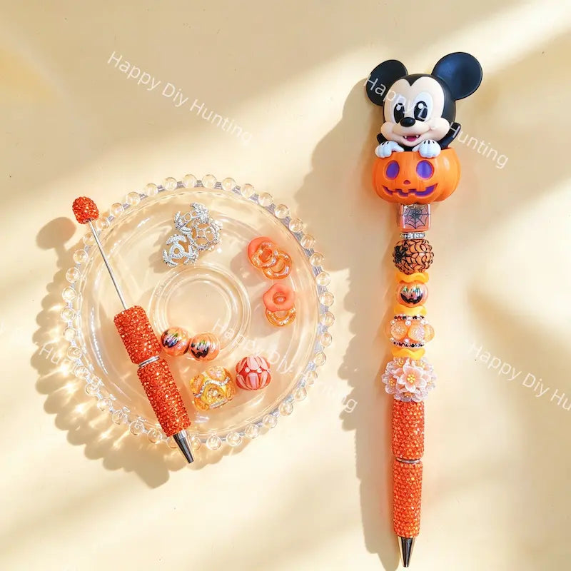 Halloween cartoon pumpkin beadable pen DIY kit, handmade craft supplies