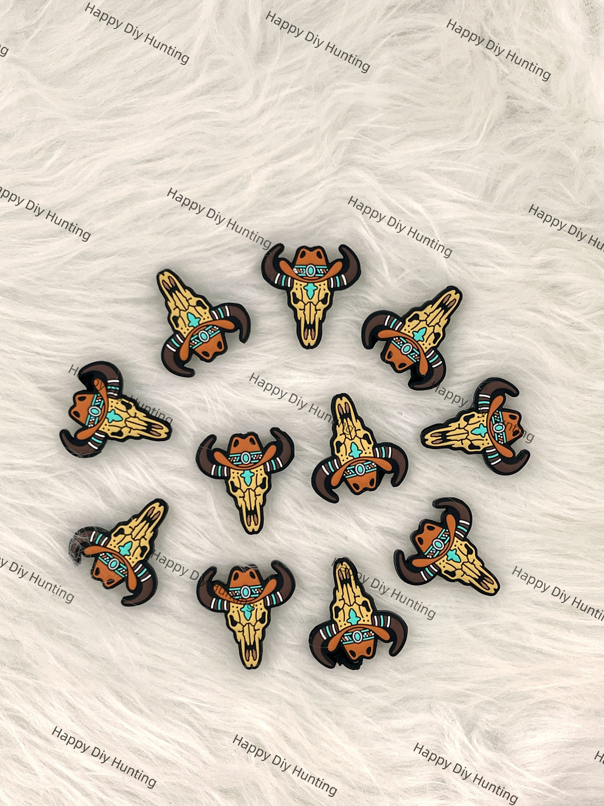 Aztec Cow Cowboy Hat,Animal Silicone Focal Beads