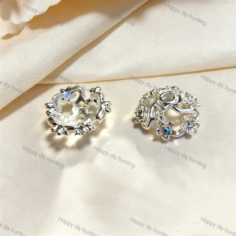 Silver Floral Bead Caps Spacer | Fits 20mm Beads, Premium DIY Jewelry Making Supplies