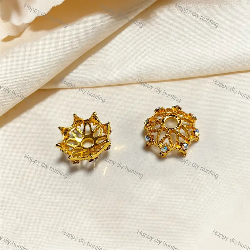 Gold Hollow Crown Shape Bead Caps Spacer | Fits 16mm Beads, Premium DIY Jewelry Making Supplies