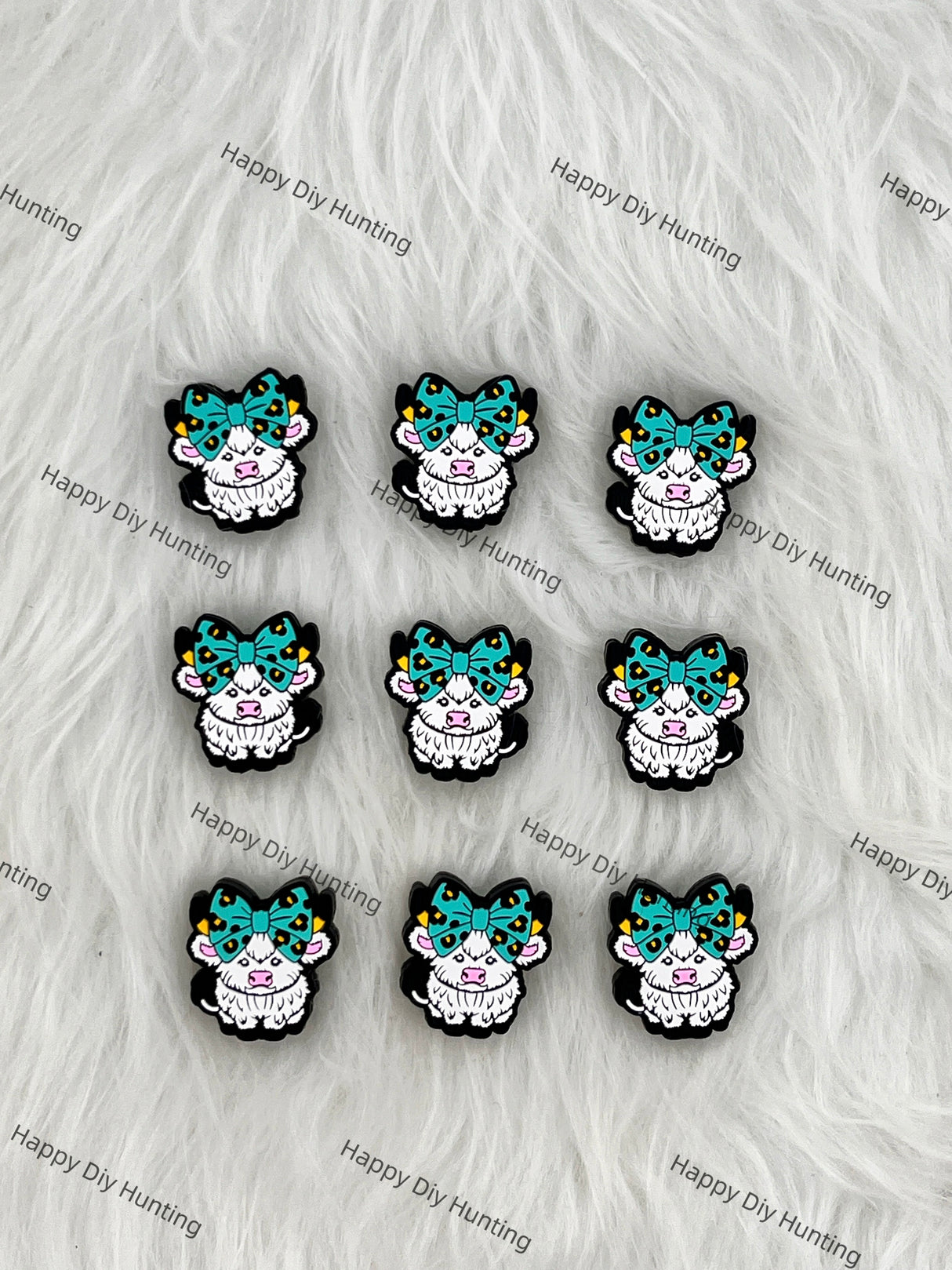 Big Bow Tie Cow Silicone Focal Beads