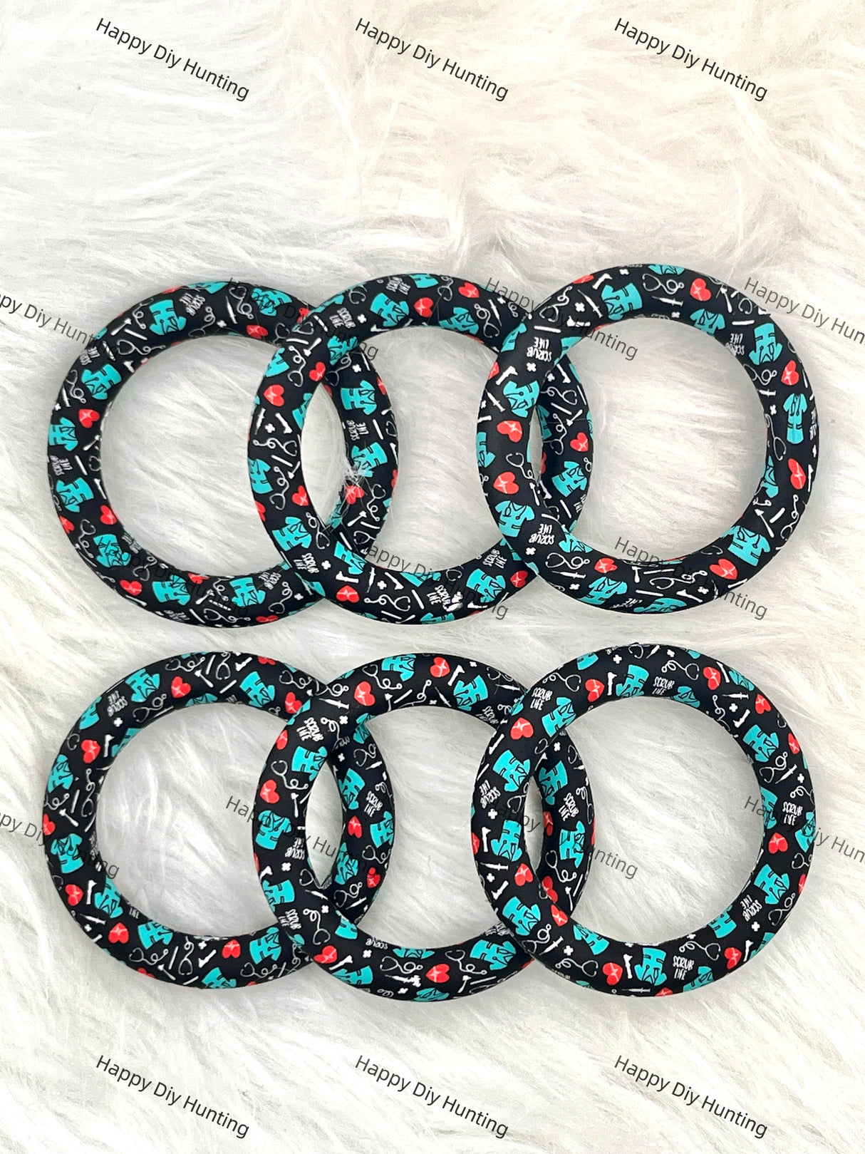 Black Beadable Silicone Ring Car Hanger Charm Loopa