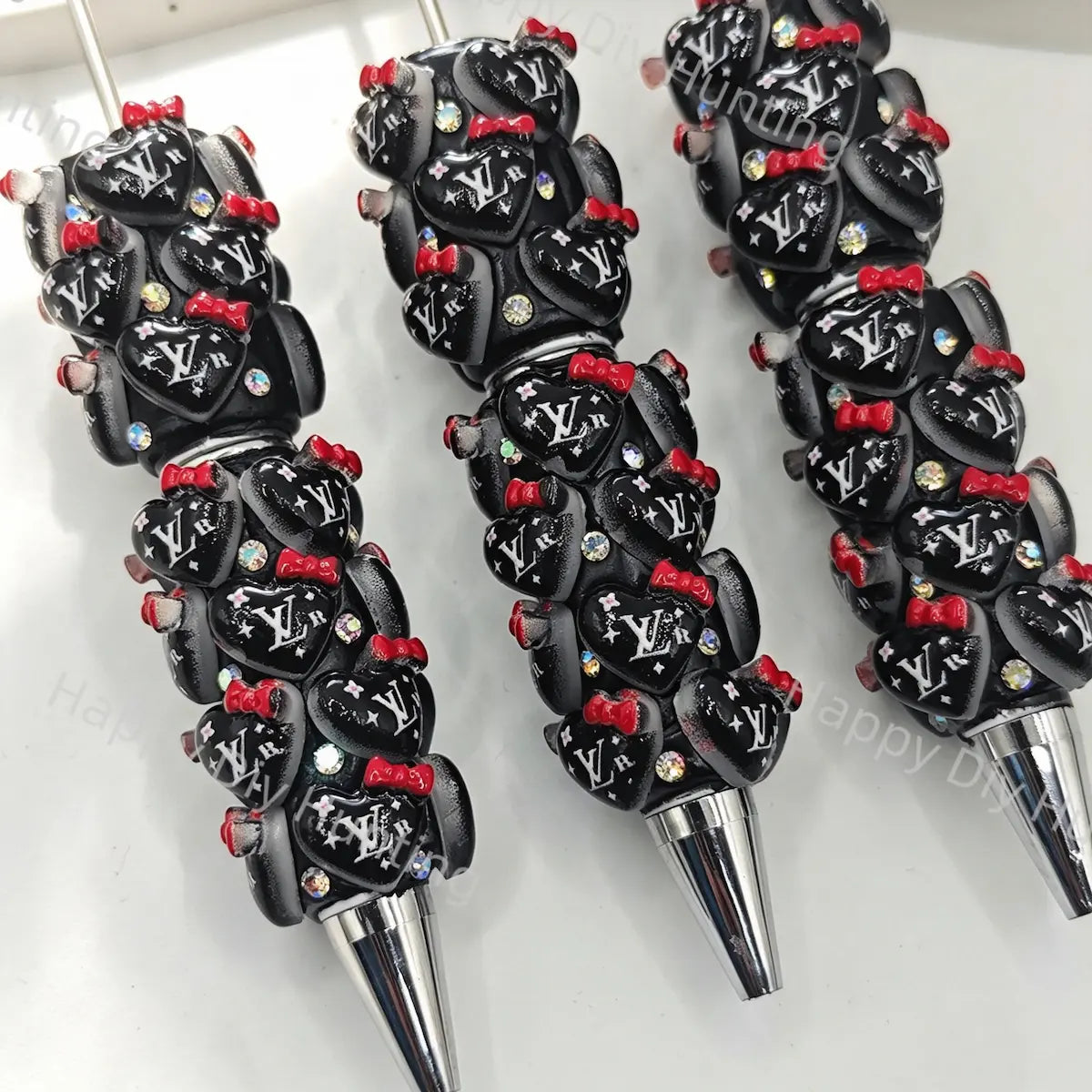 Black Heart LV Beadable Pens Wholesale,Matches All Focal Beads & Pen Toppers