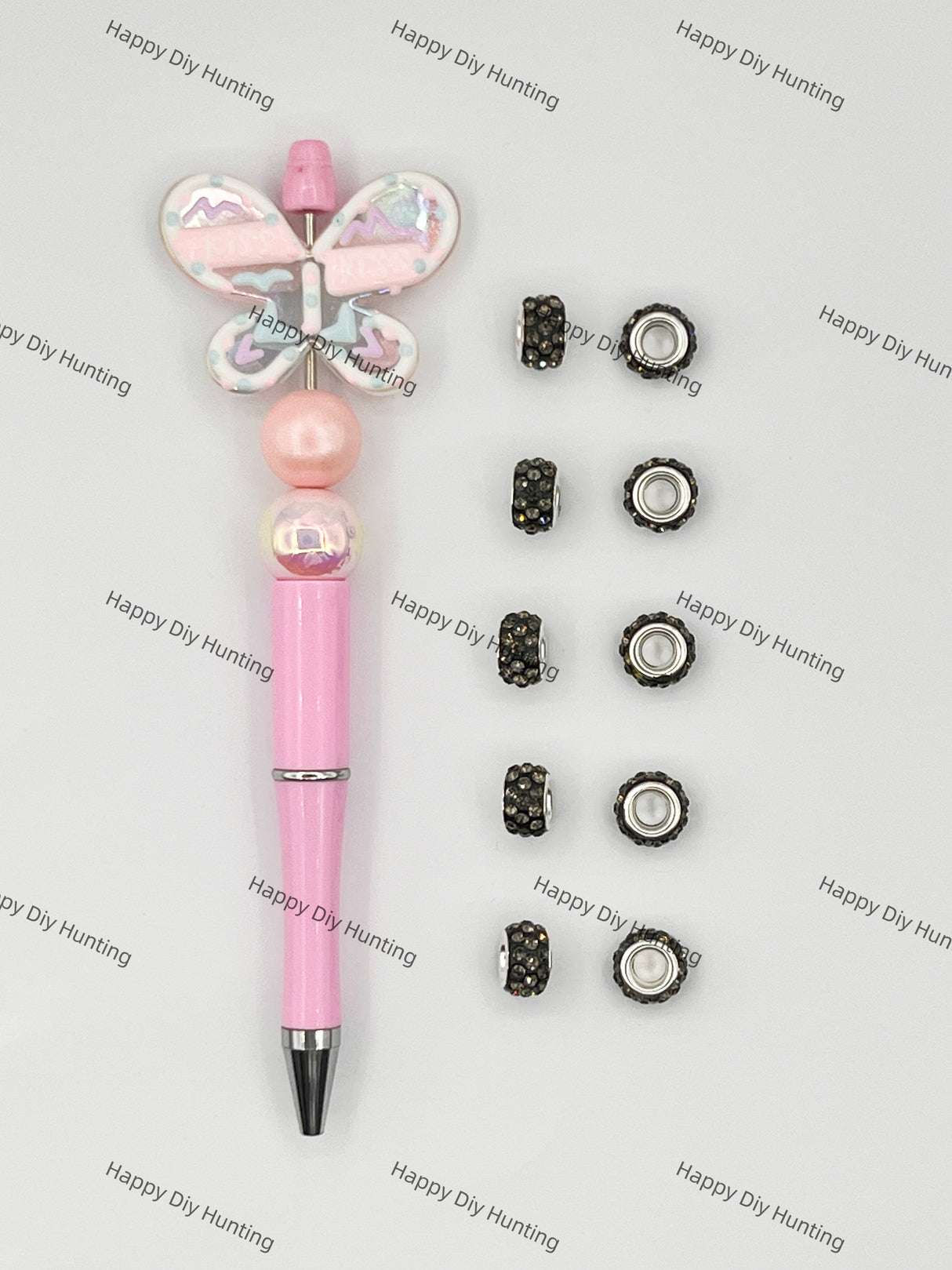 Black Rhinestone Spacer Beads