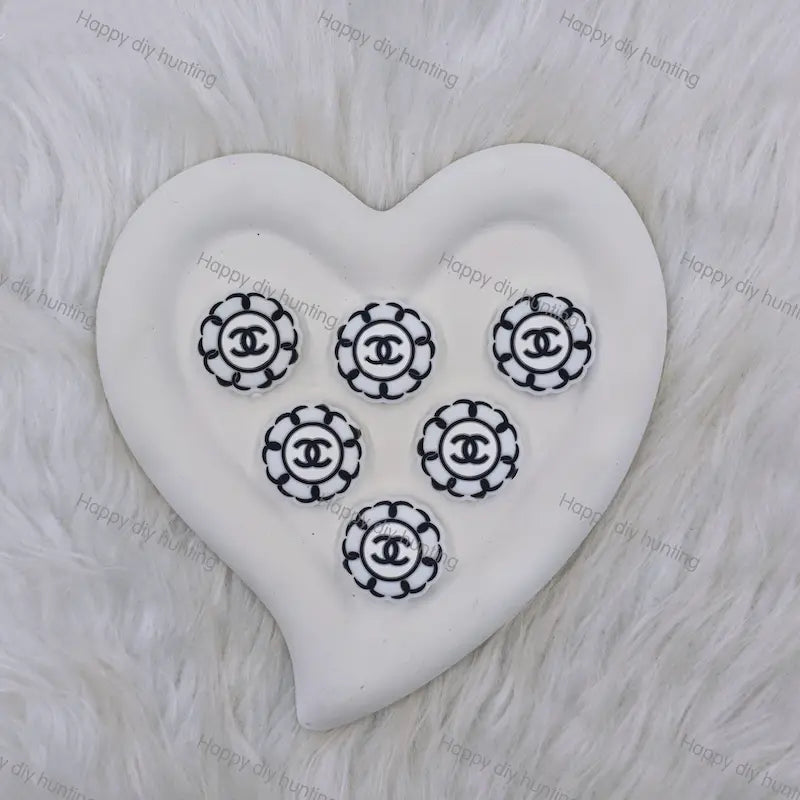 Black White Round CHANEL Silicone Focal Beads For DIY Beadable Pens