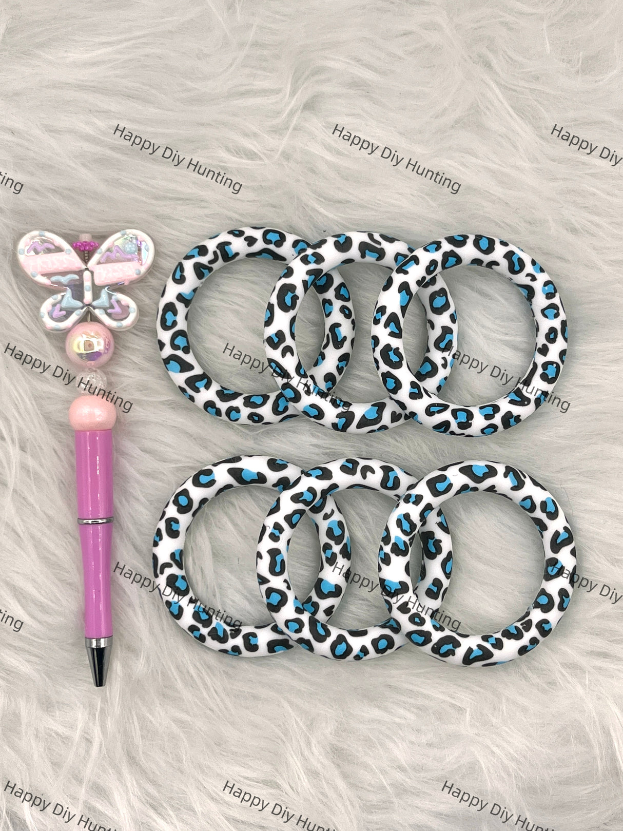 Blue Spot Beadable Silicone Ring Car Hanger Charm Loop