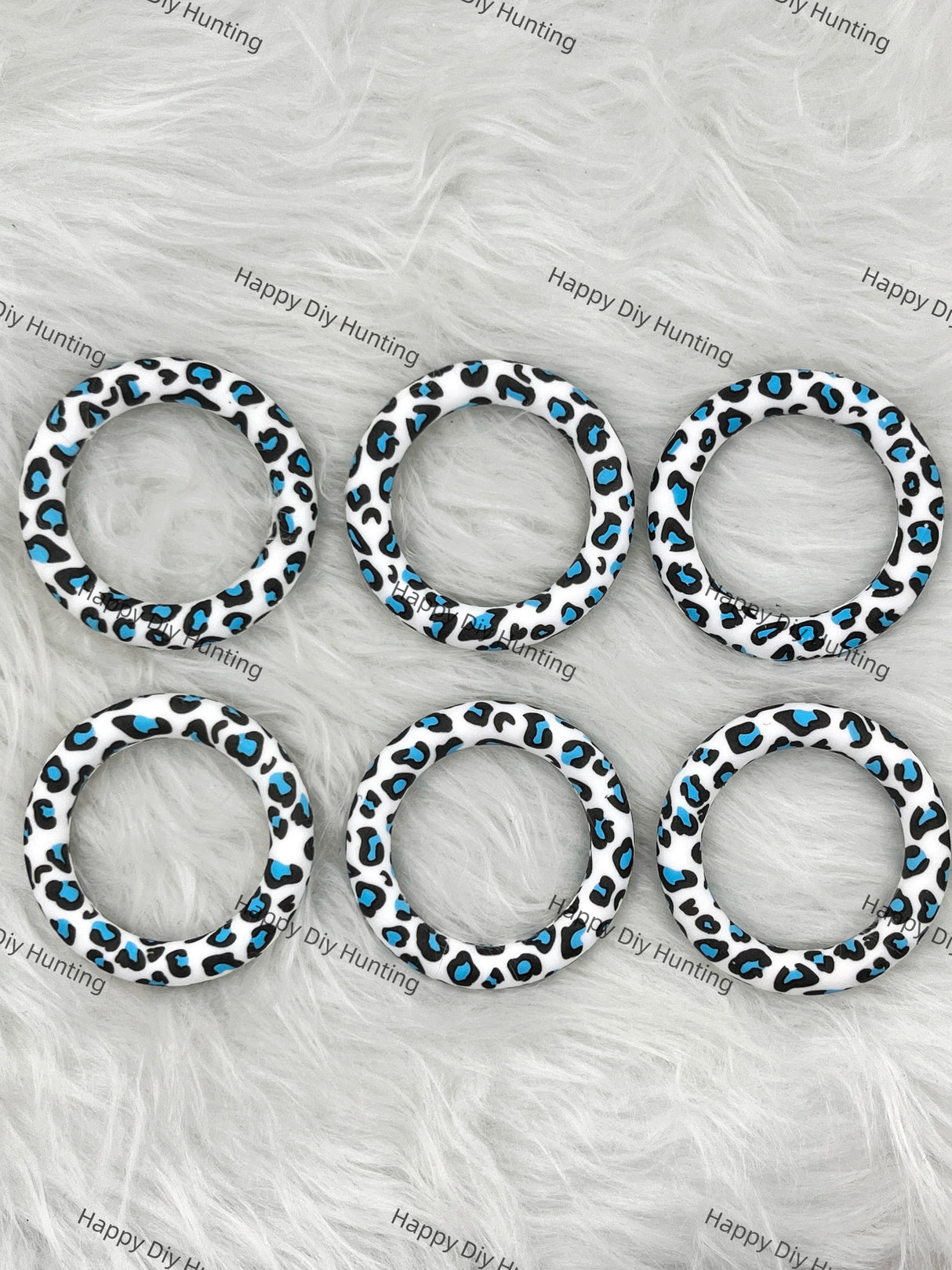 Blue Spot Beadable Silicone Ring Car Hanger Charm Loop