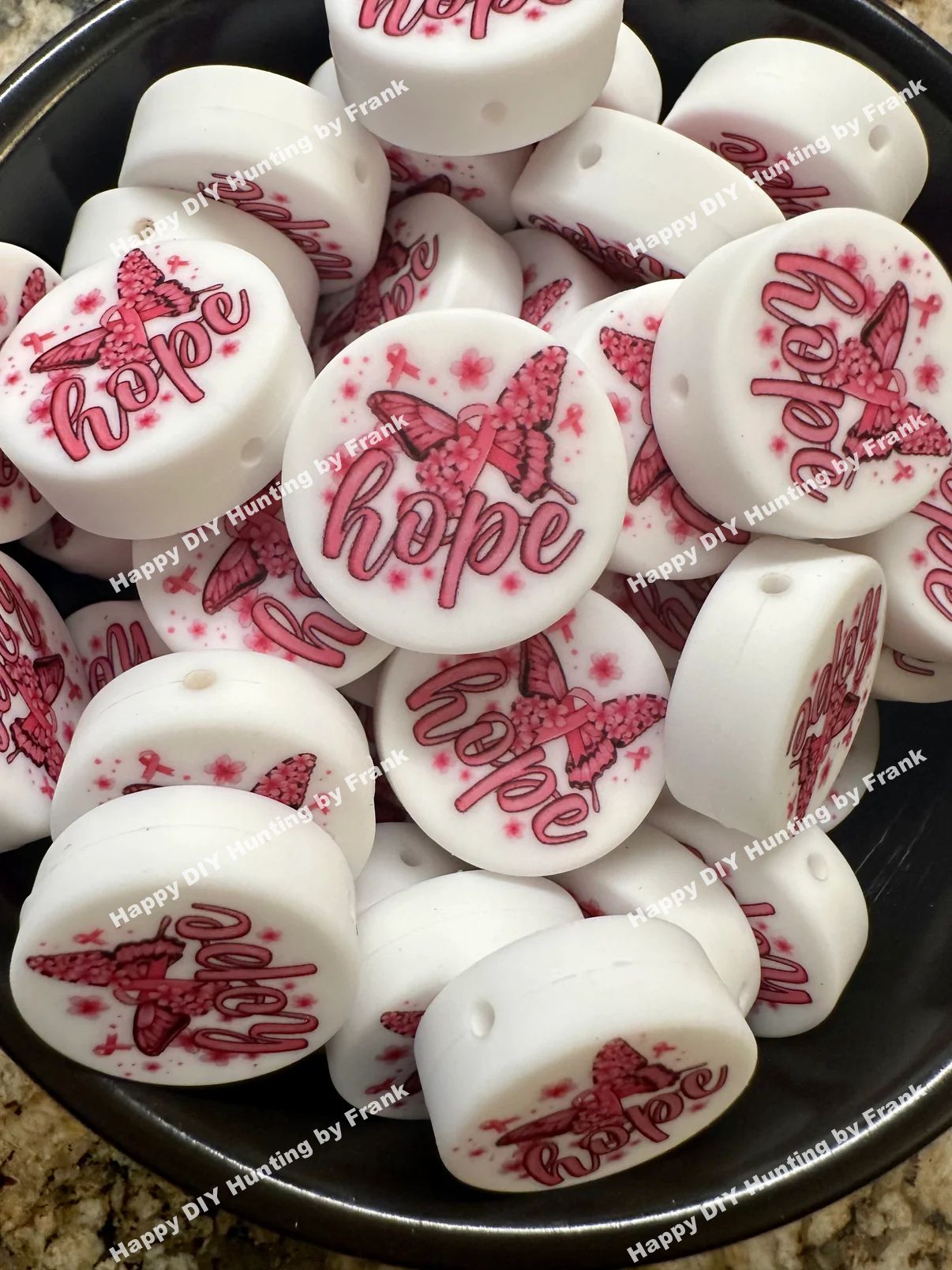 Breast Cancer Hope Silicone Focal Bead