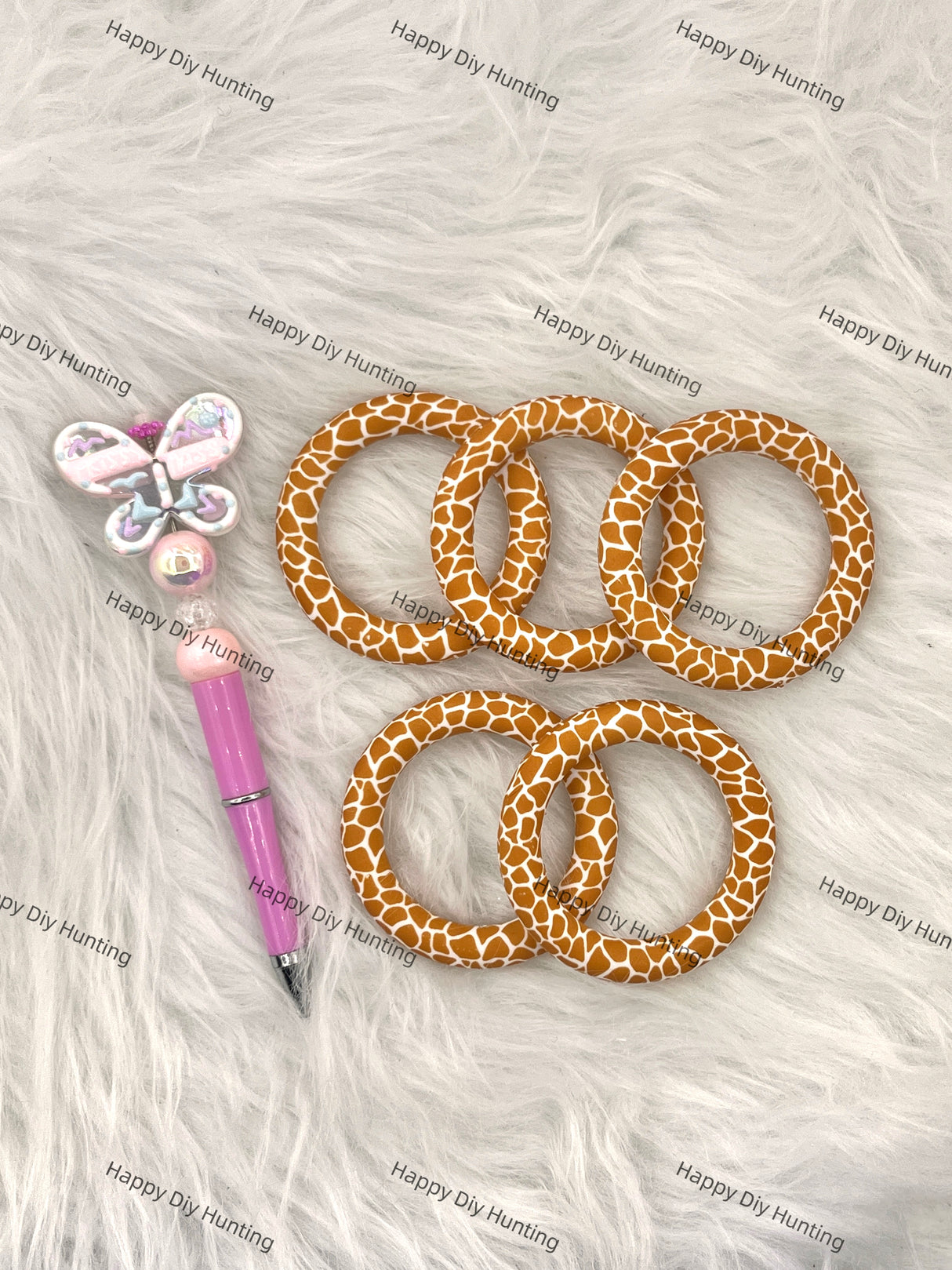 Brown Beadable Silicone Ring Car Hanger Charm Loop