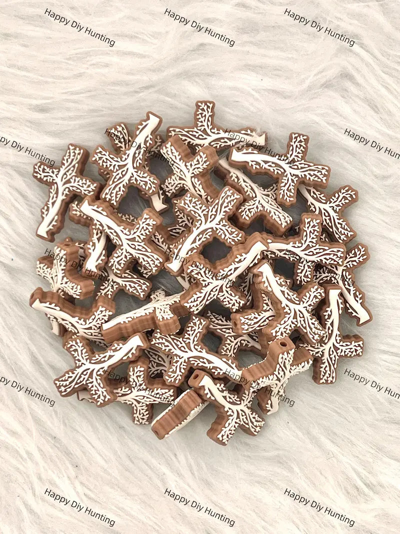 Brown Cross Pattern Silicone Focal Beads for DIY Pen Making