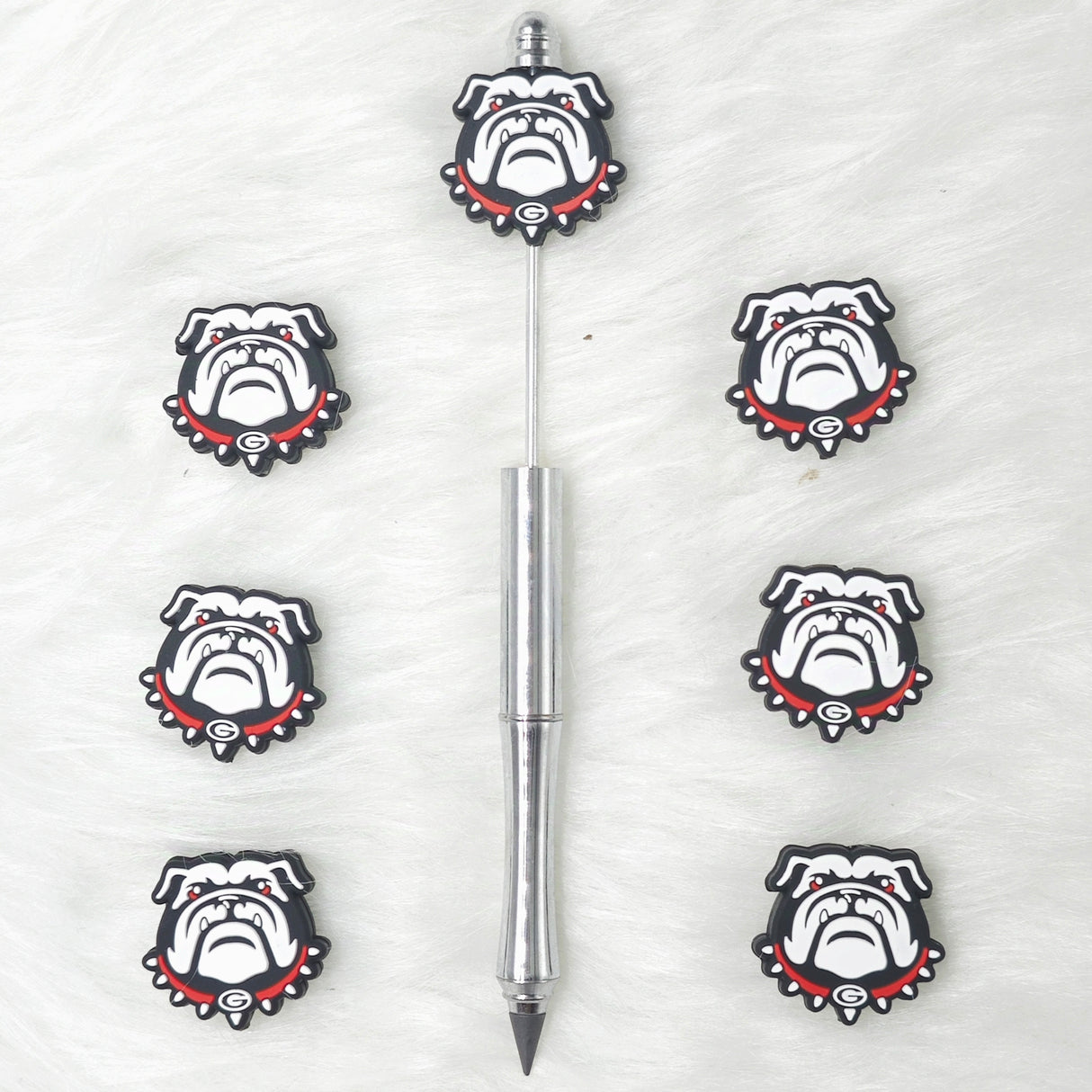 Bulldog football team silicone focal beads for beadable pens