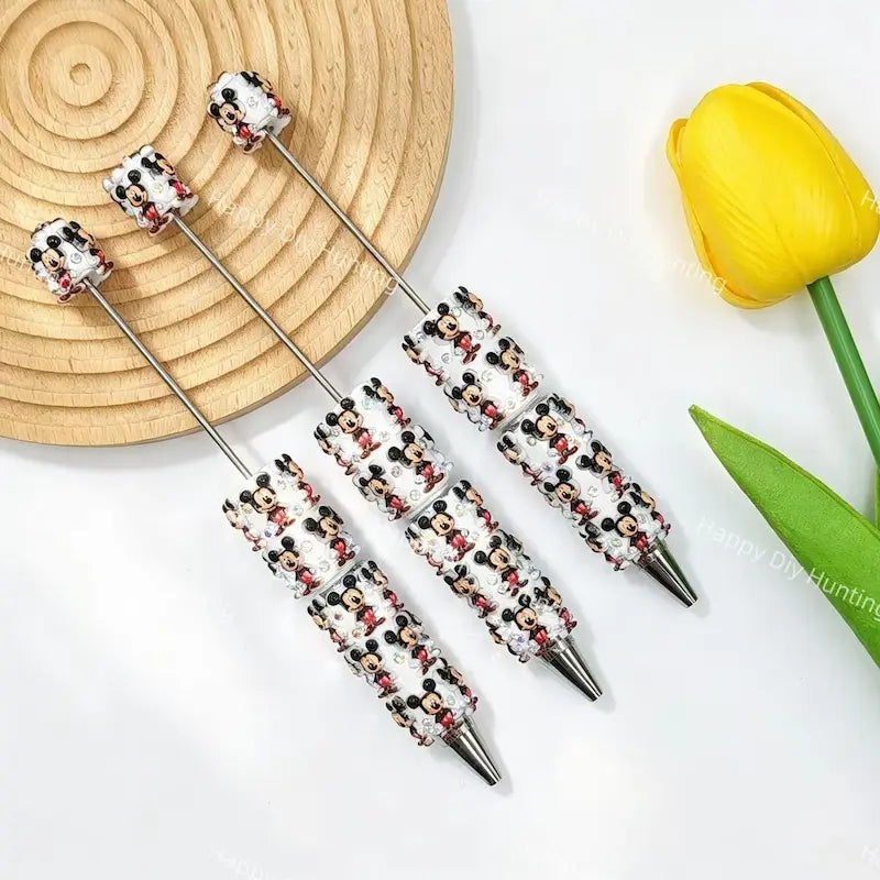 Cartoon Mouse Character DIY Beaded Pens | DIY Rhinestone Bead Pens