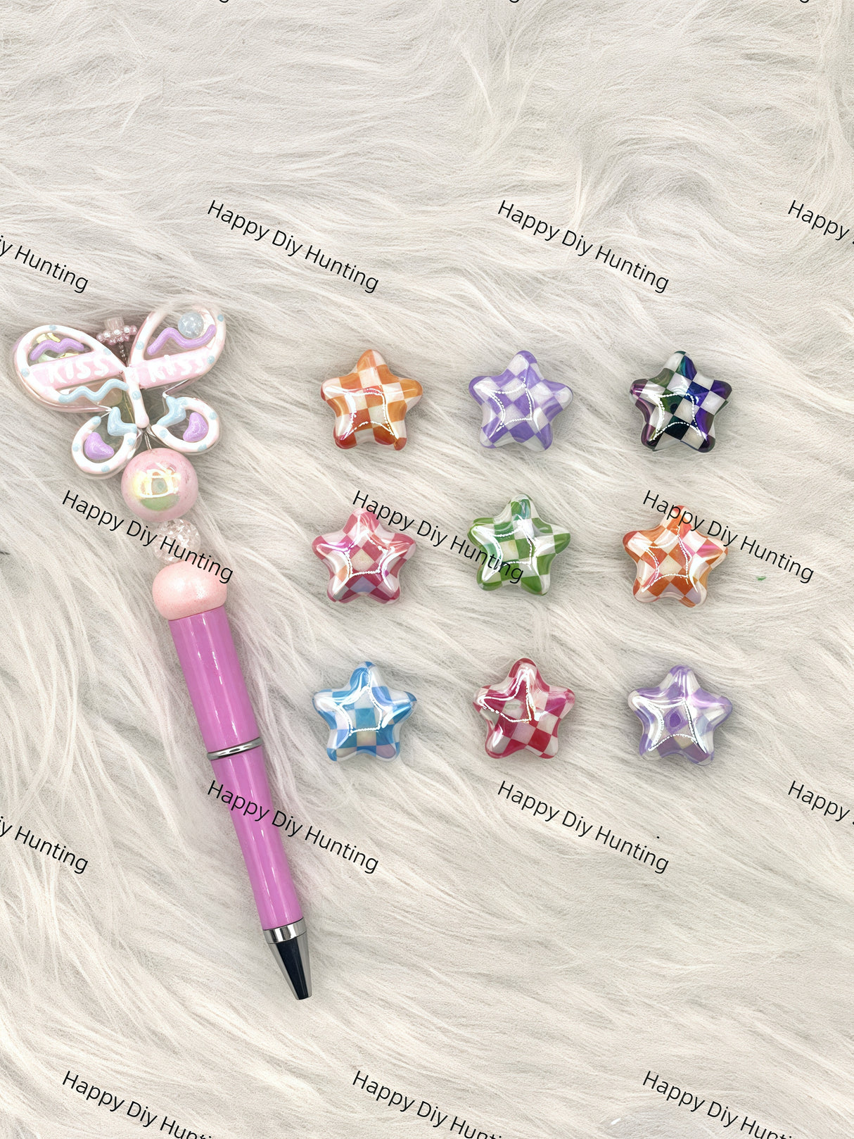 Checkered Star Acrylic Beads,Wholesale