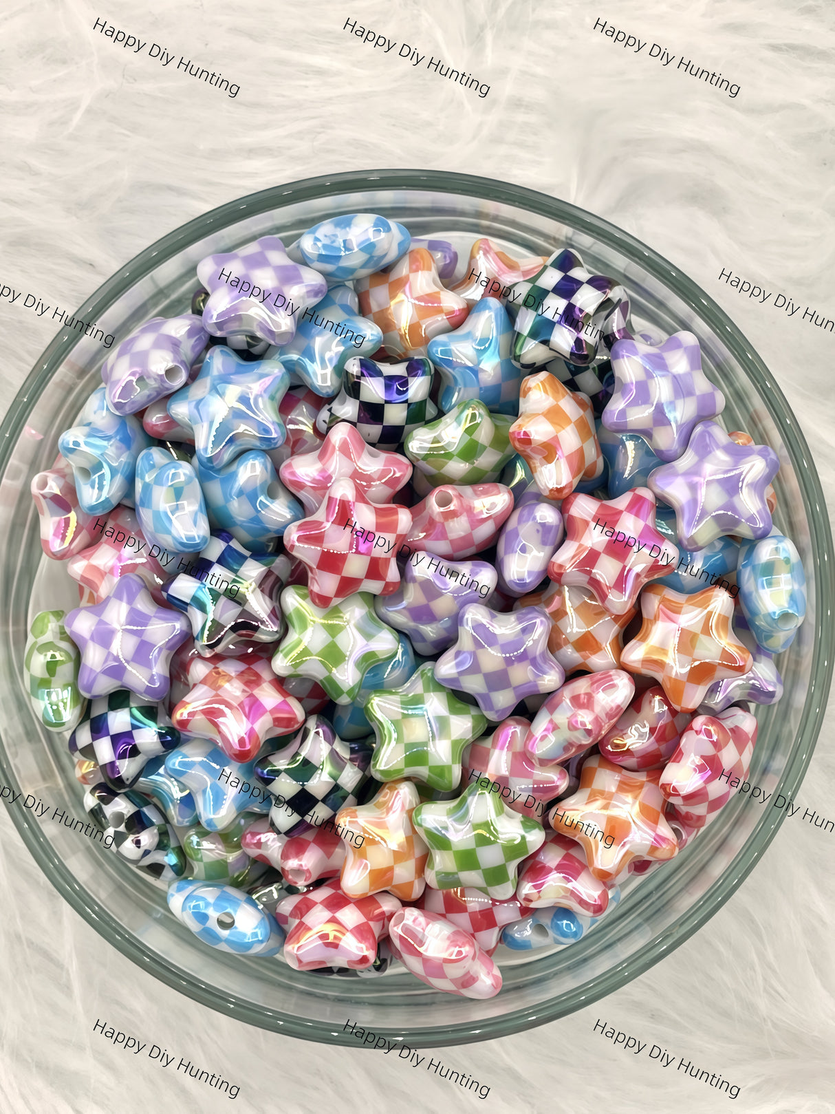 Checkered Star Acrylic Beads,Wholesale