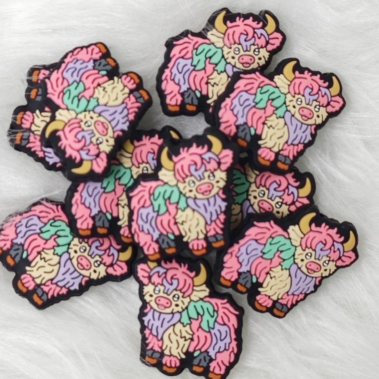 Colorful Highland Cow Silicone Focal Beads
