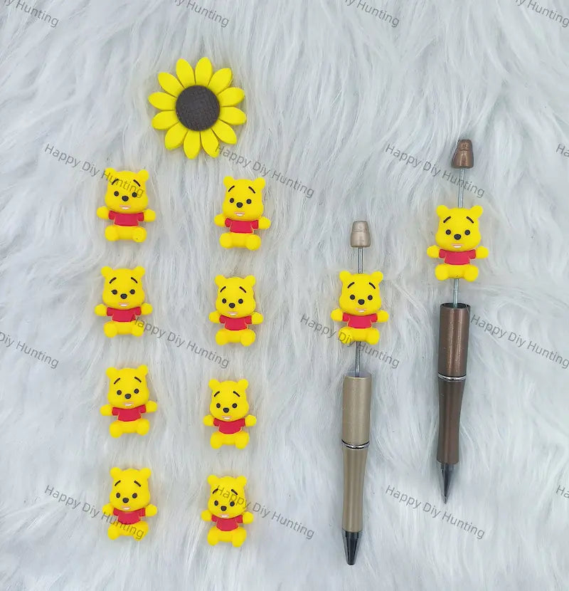 Cute 3D Bear Silicone Focal Beads Wholesale for Pen DIY