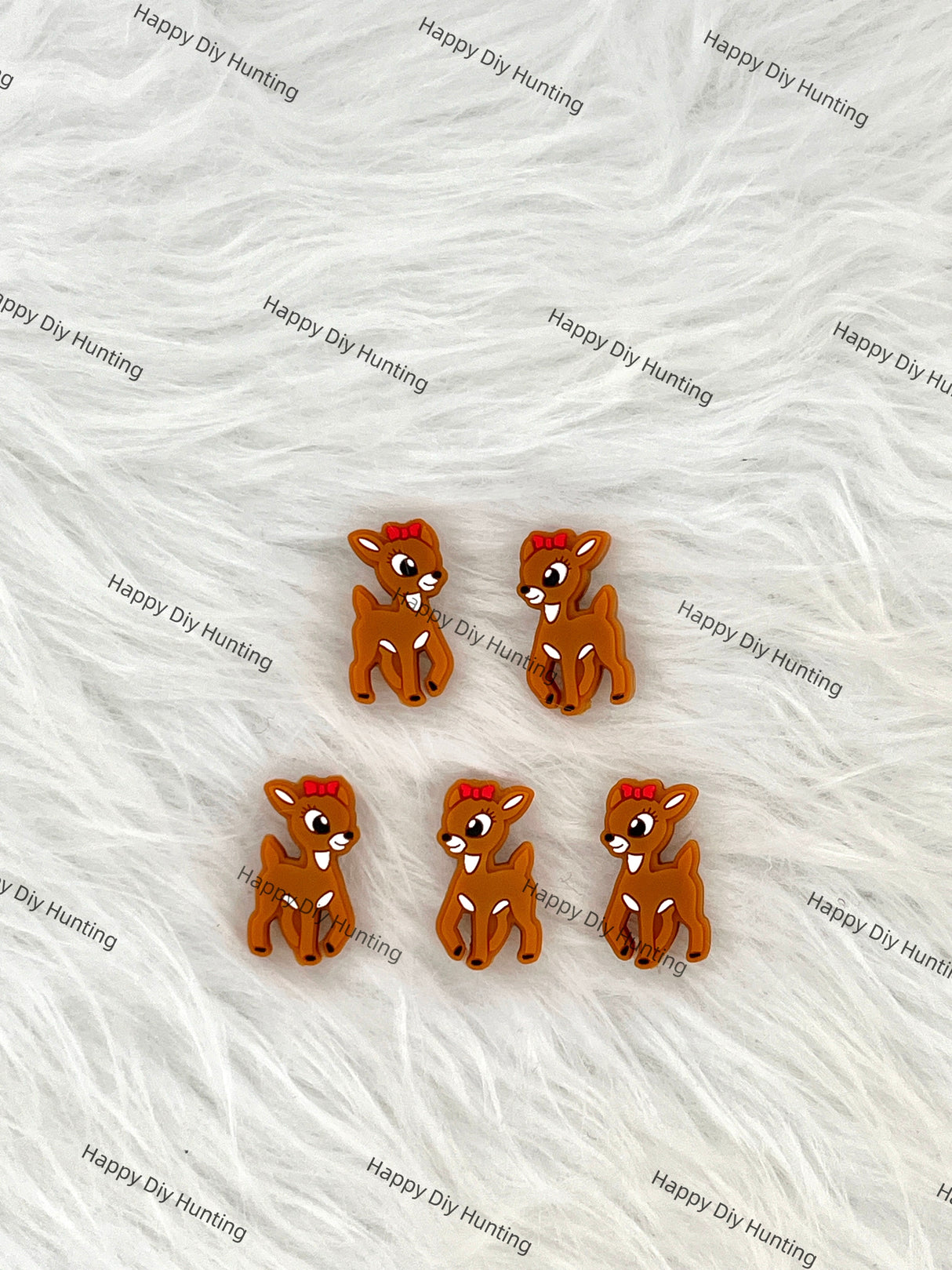 Cute Baby Deer with Bow,Animal Silicone Focal Beads Wholesale