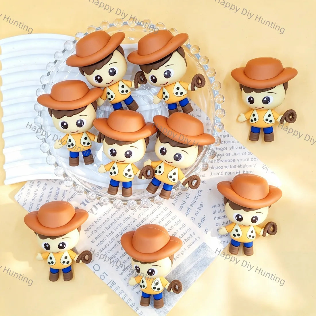 Cute 3D cartoon western cowboy character pen toppers, adorable little cowboy figure pen caps for diy handmade beadable pen wholesale craft supplies