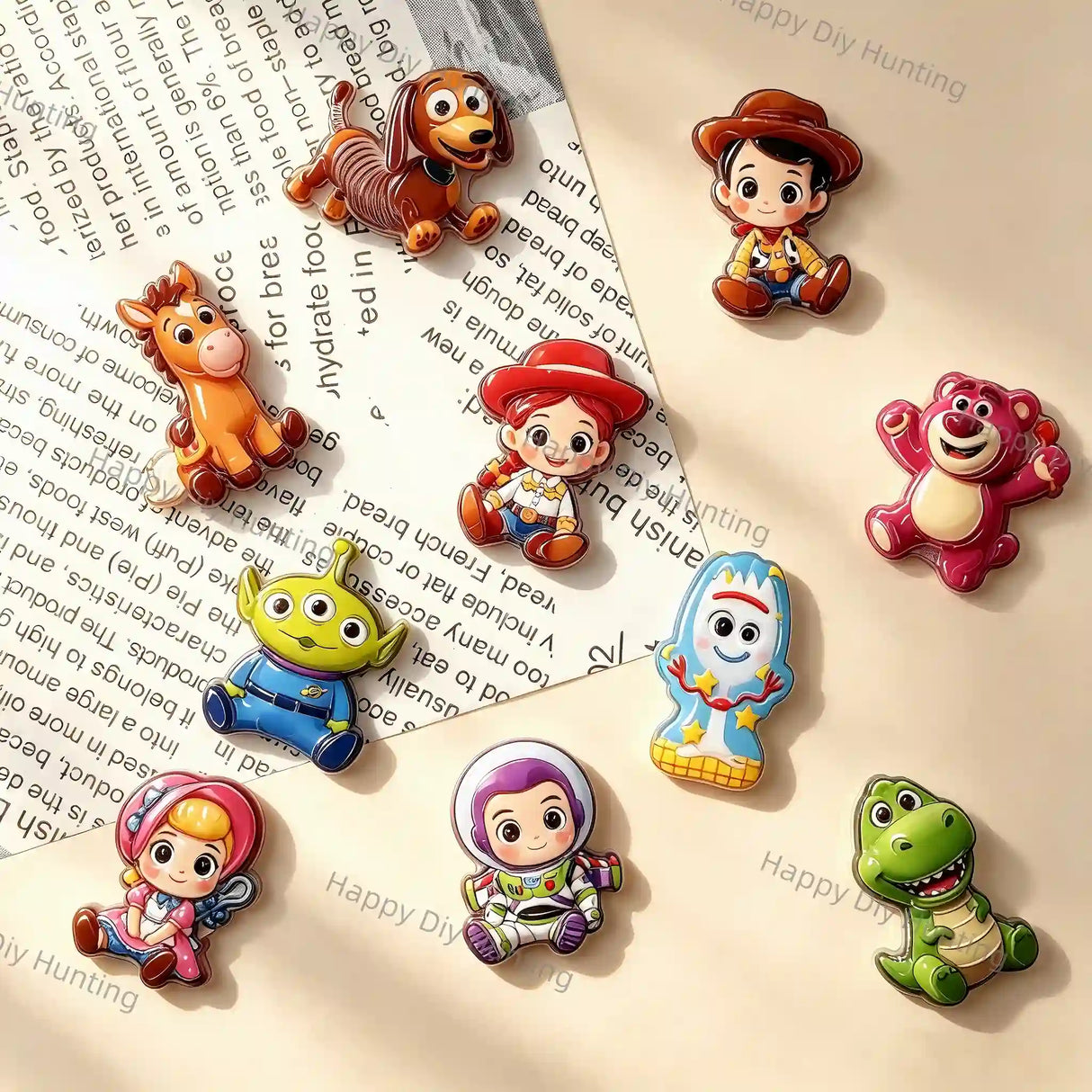Cute Cartoon Play Toy Story Character Printed Acrylic Focal Beads for beadable pen and keychain DIY
