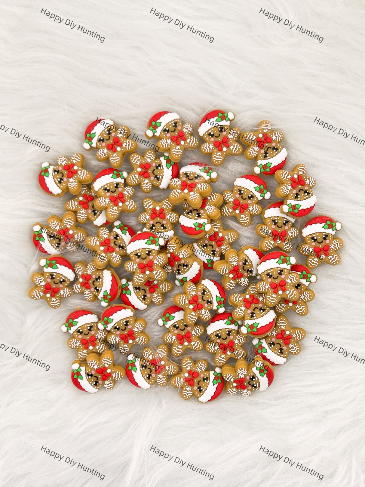 Cute Christmas Gingerbread Man Silicone Focal Beads Wholesale, silicone focal beads for pens