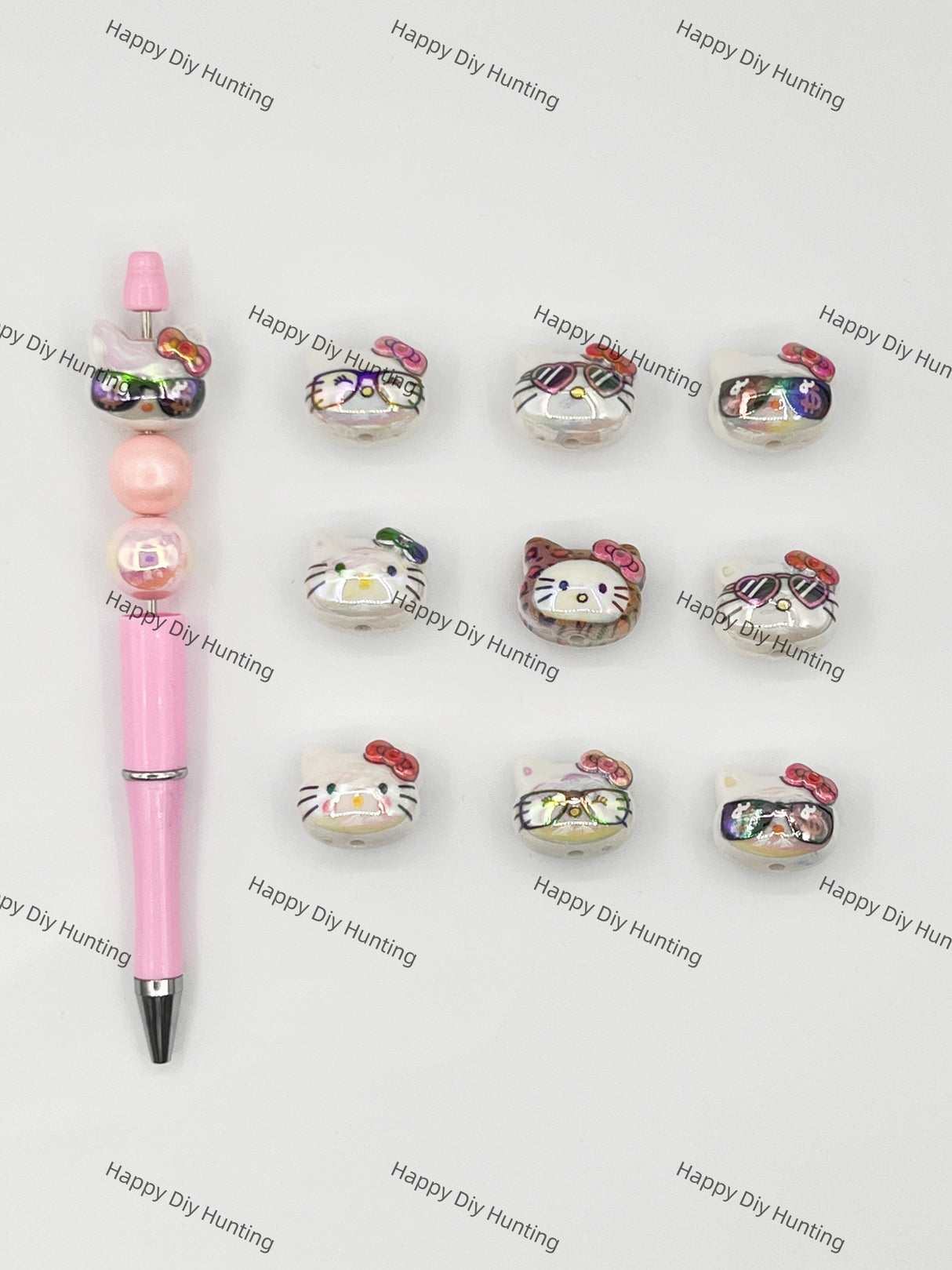 Cute HK Cat Head Acrylic Beads