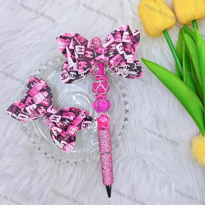 Colorful Printed Bow Fancy CC Designer Beads