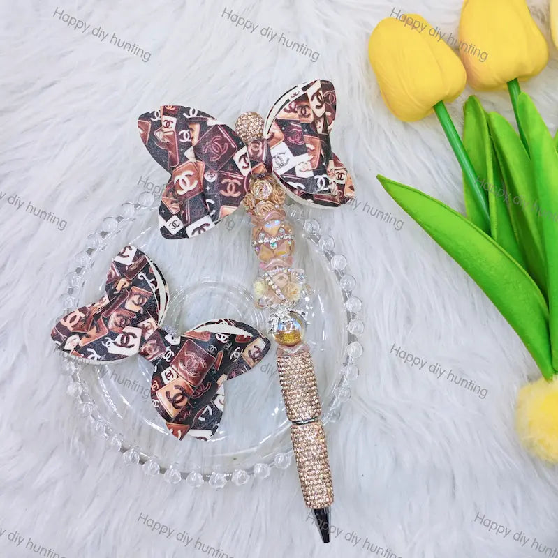 Colorful Printed Bow Fancy CC Designer Beads