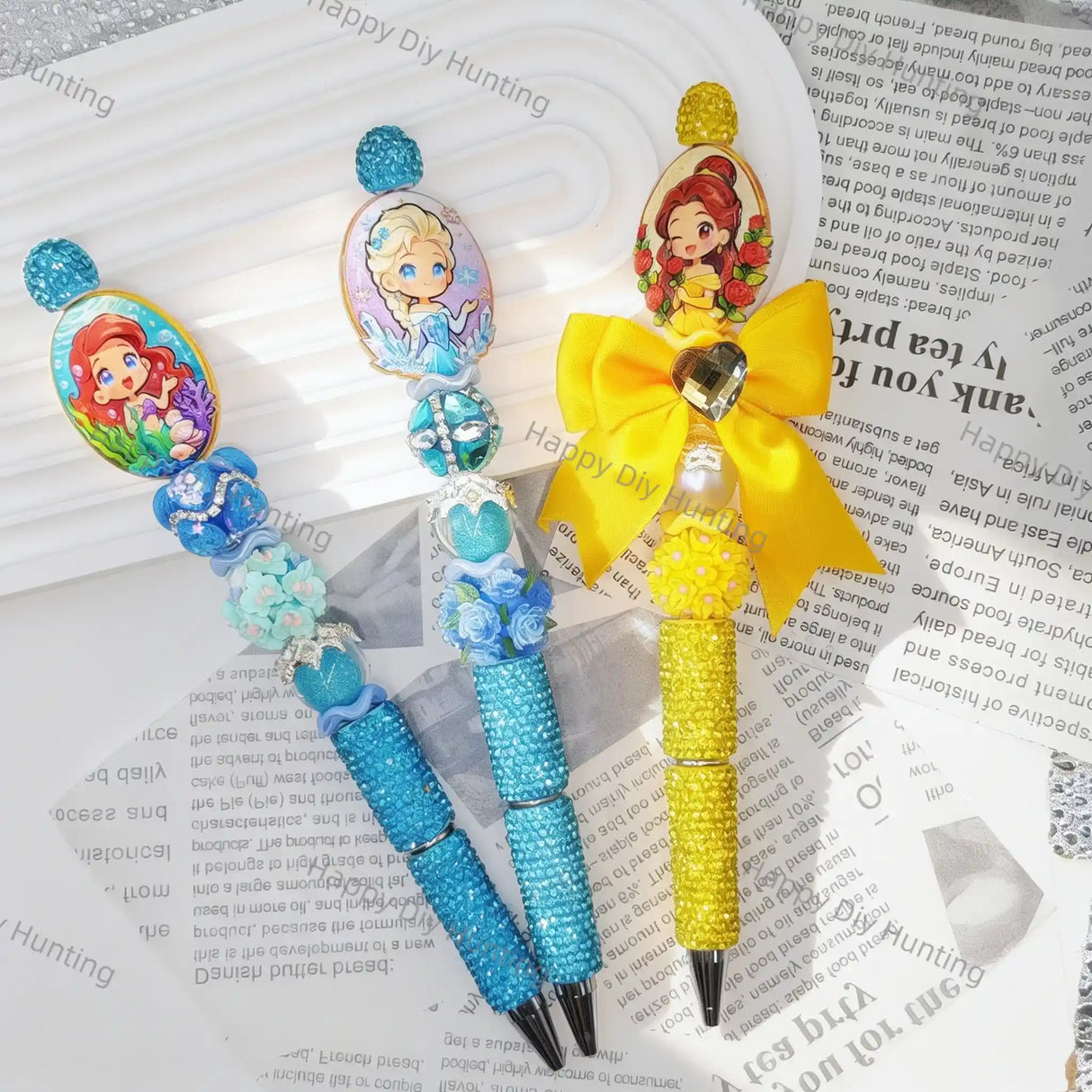 Disney Cartoon Princess Printed Acrylic Beads for DIY Beadable Pens & Jewelry1