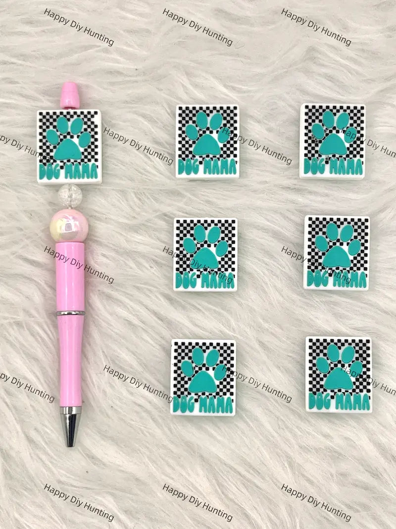 Finished DIY Pen With Dog Mama Silicone Focal Beads