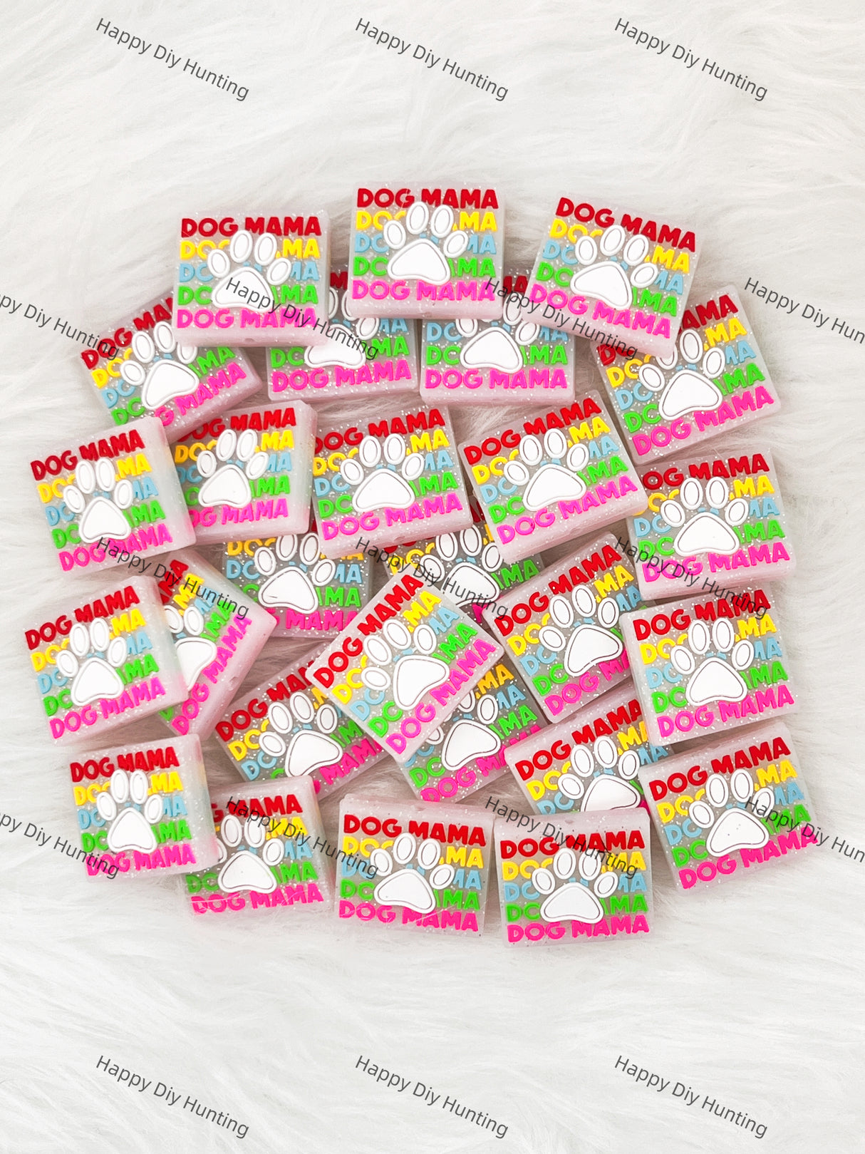Dog's Paw-Shaped Dog Mama Silicone Focal Beads Wholesale, silicone focal beads for pens