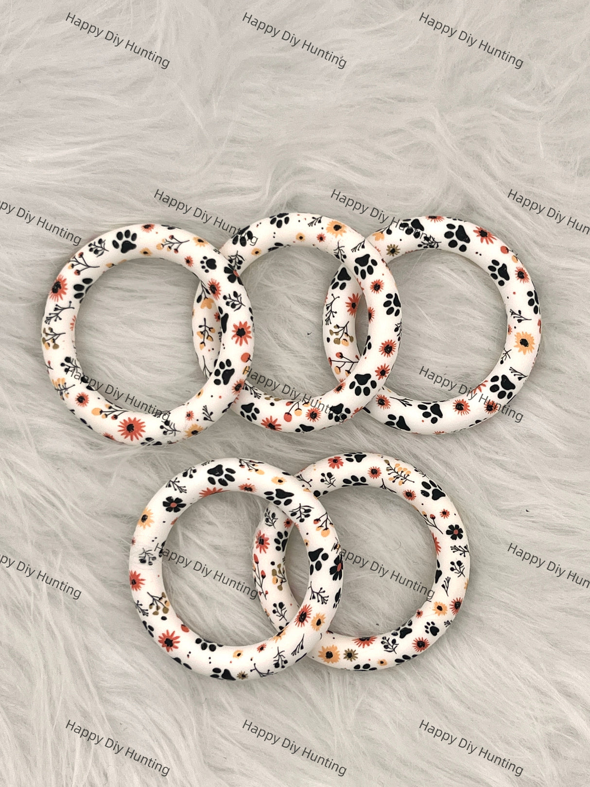 Dog's Paw Beadable Silicone Ring Car Hanger Charm Loop