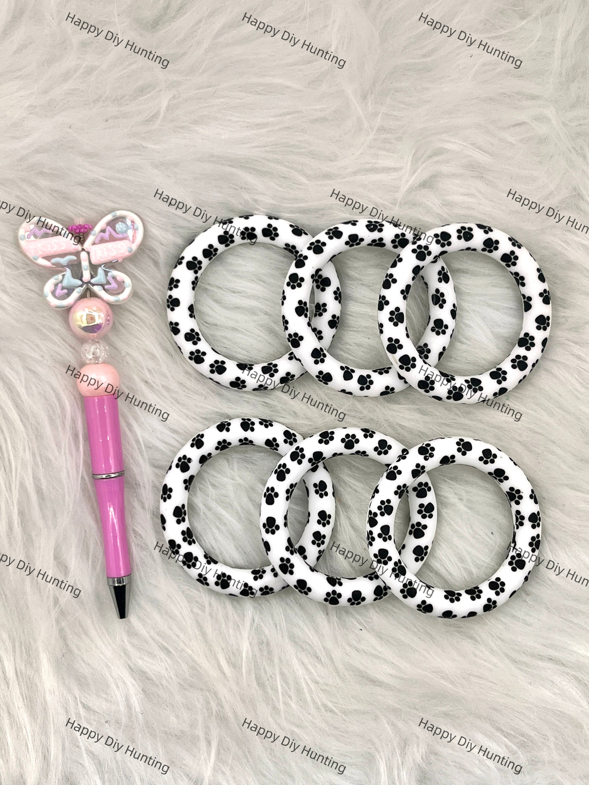 Dog's paw Beadable Silicone Ring Car Hanger Charm Loop