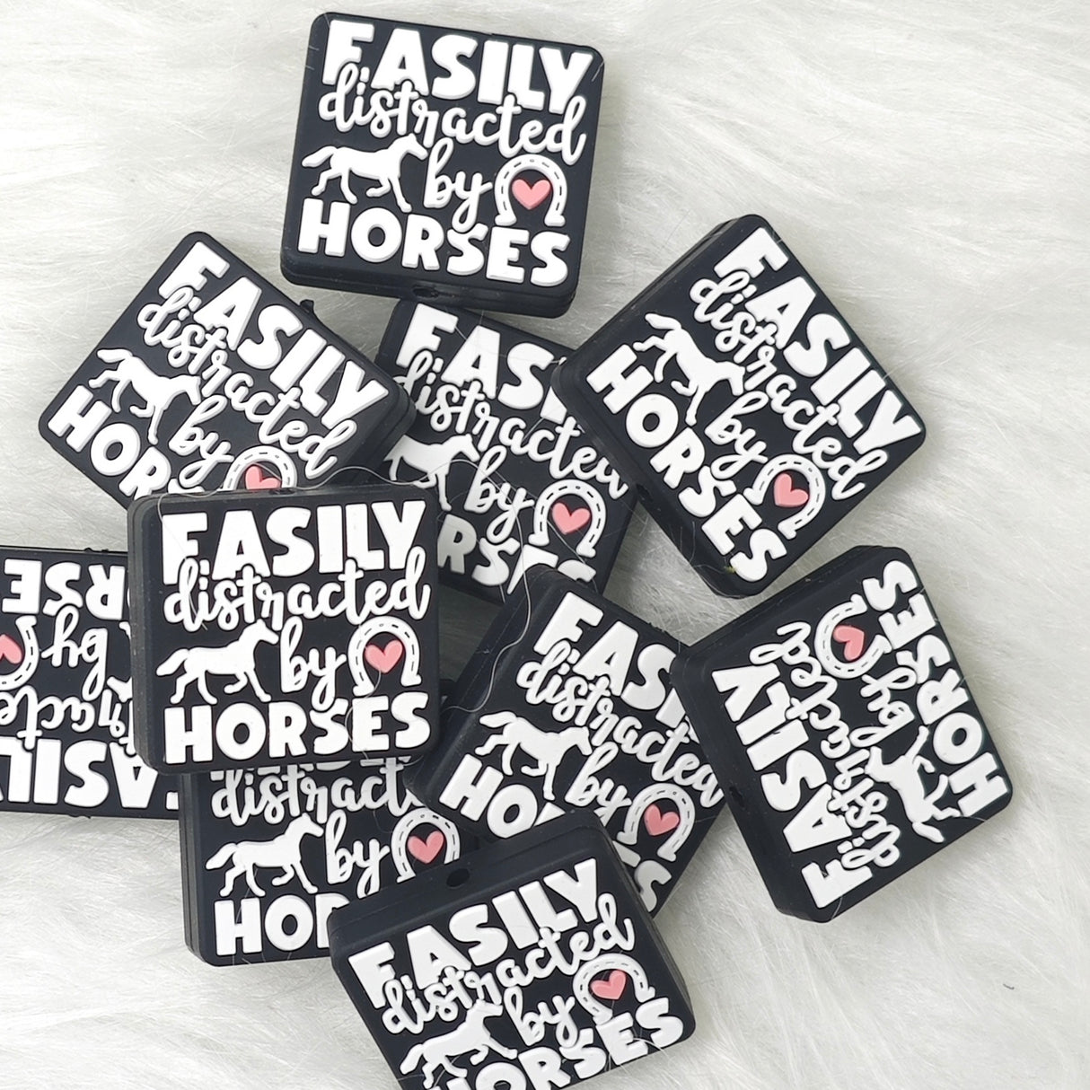 Easily distracted by horses Silicone Focal Beads