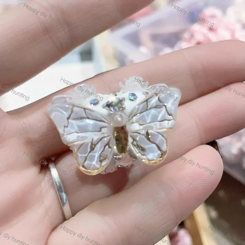 Multi Color Butterfly Bead Caps, Crystal Cross Bead End Frame Findings For DIY Beadable Pens
