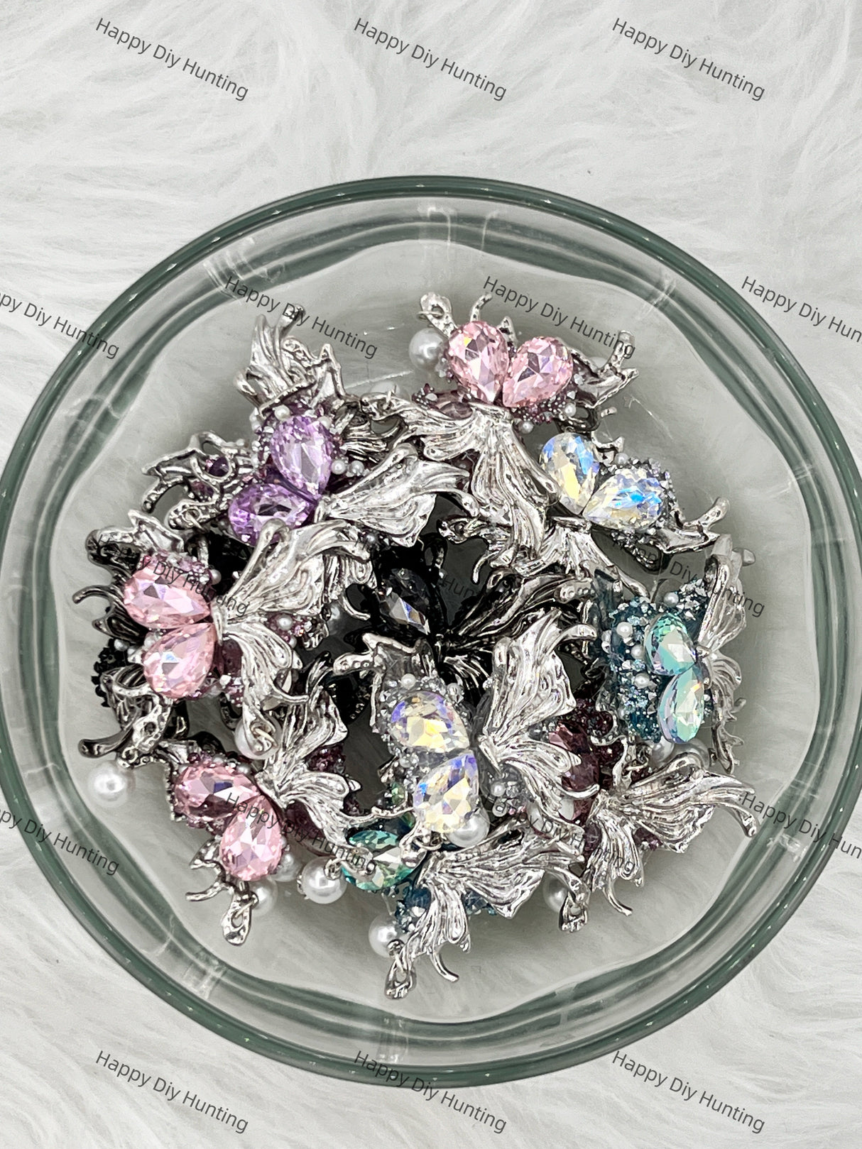 Facny Butterfly Rhinestone Bead with Pearl