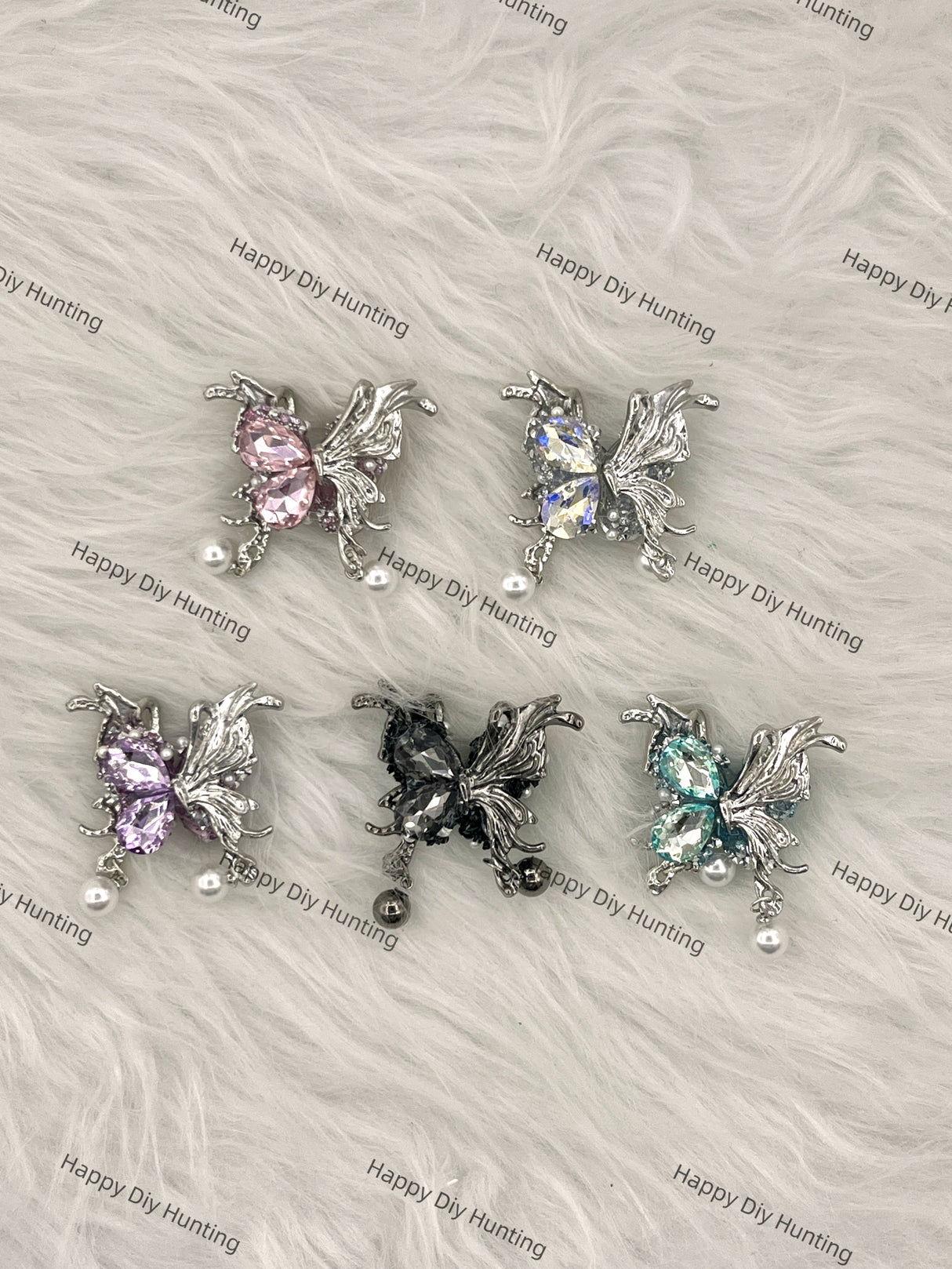 Facny Butterfly Rhinestone Beads with Pearl