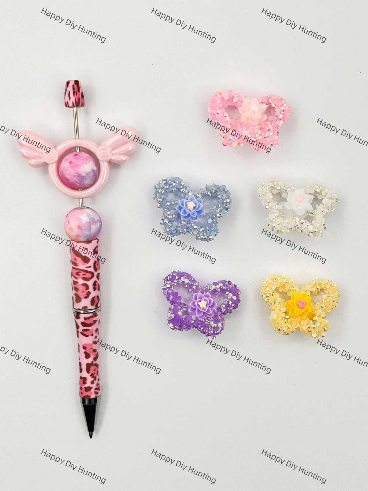 Fancy Butterfly Acrylic Beads with Sequins