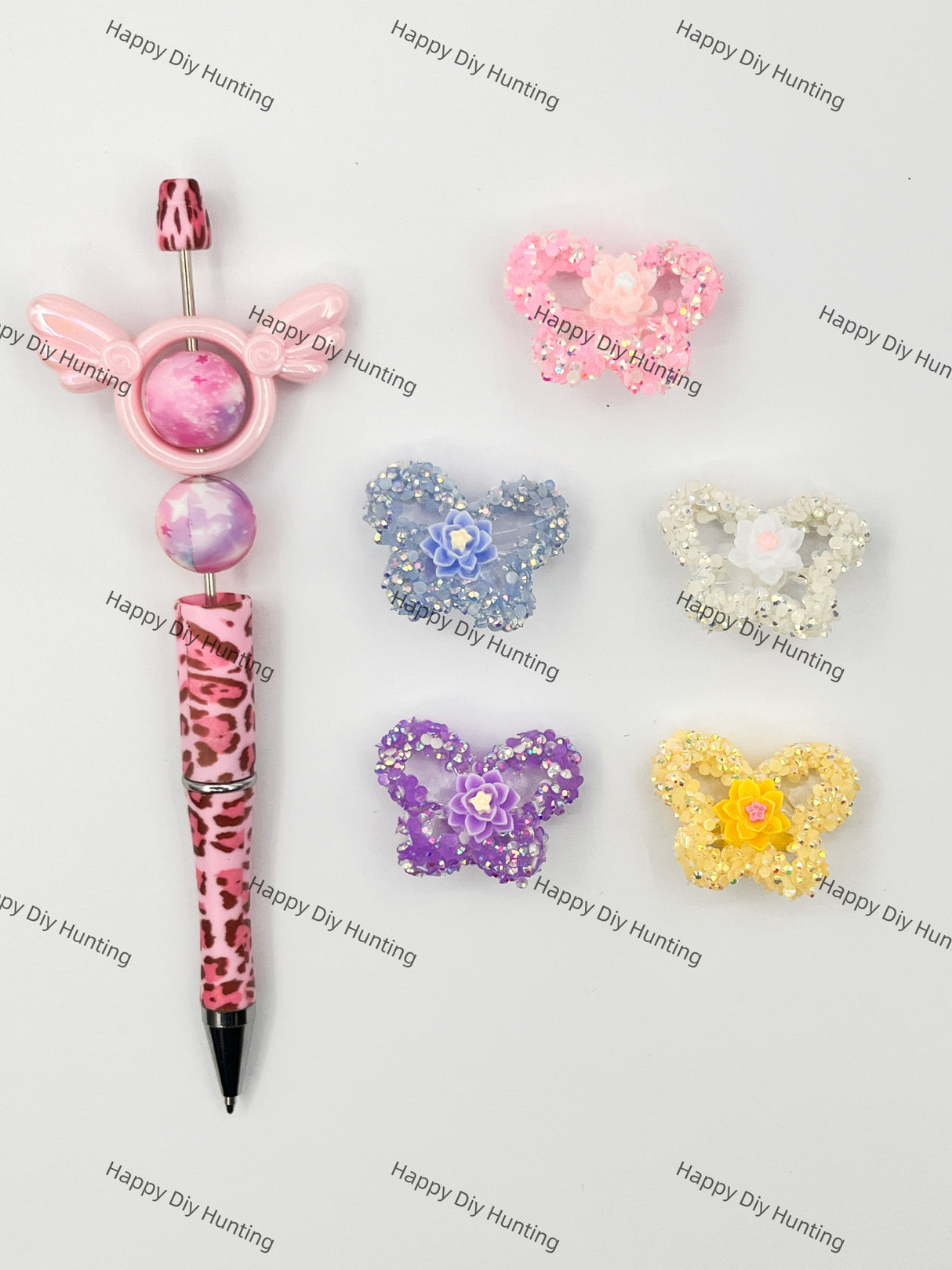 Fancy Butterfly Acrylic Beads with Sequins