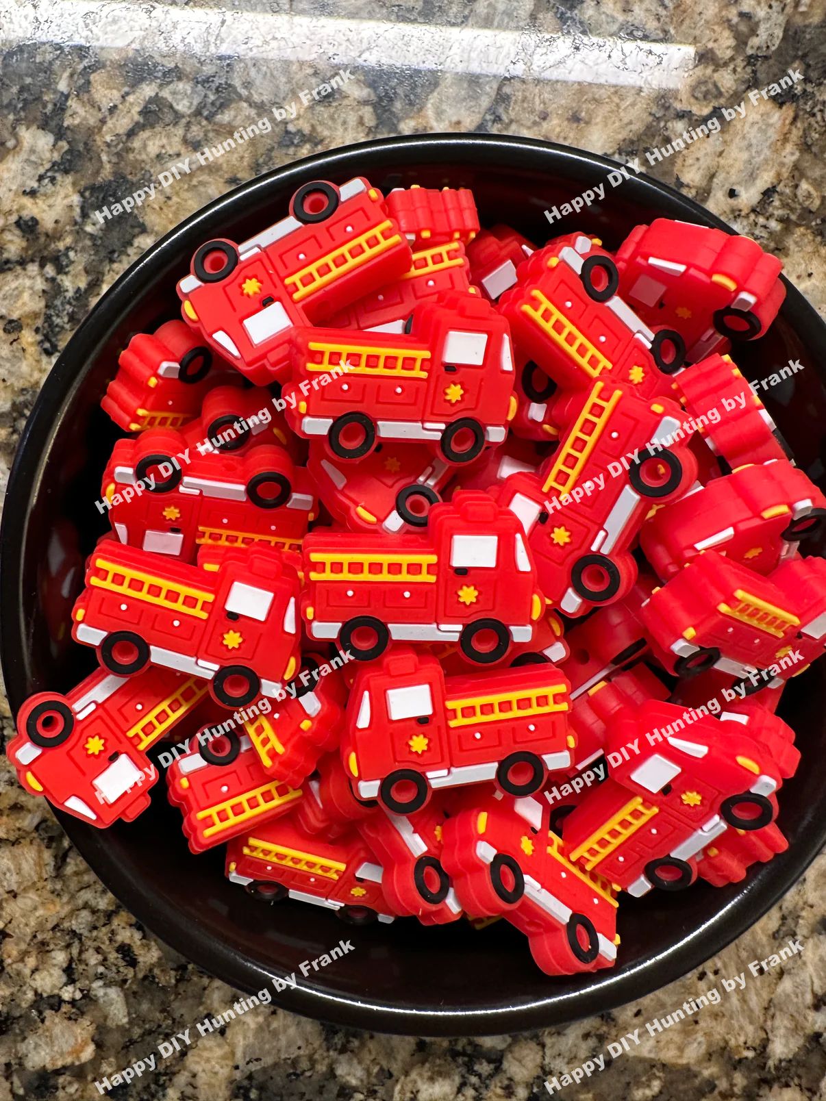 Fire truck Silicone Focal Beads 3