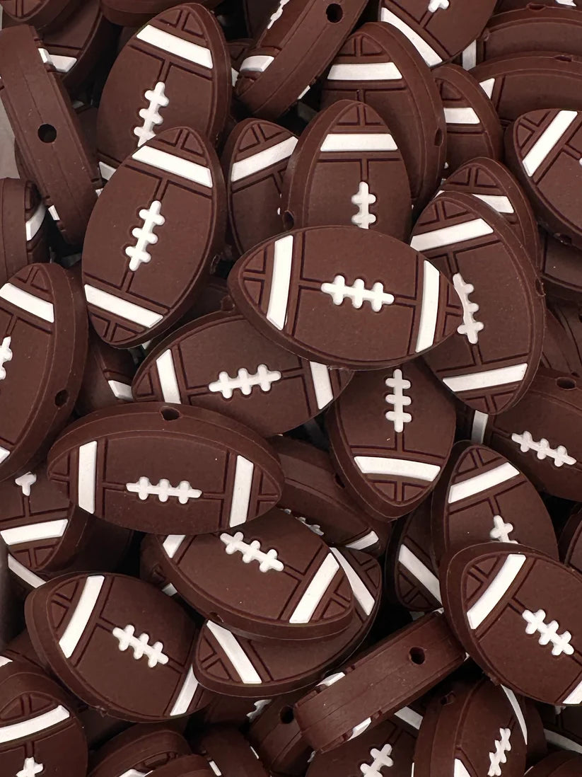 Flat Football Silicone Focal Bead