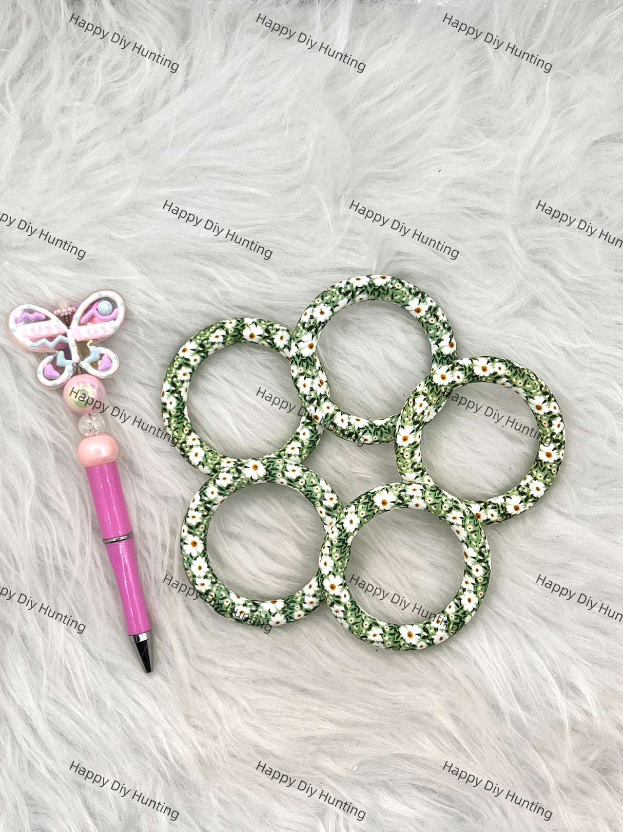 Green Beadable Silicone Ring Car Hanger Charm Loop