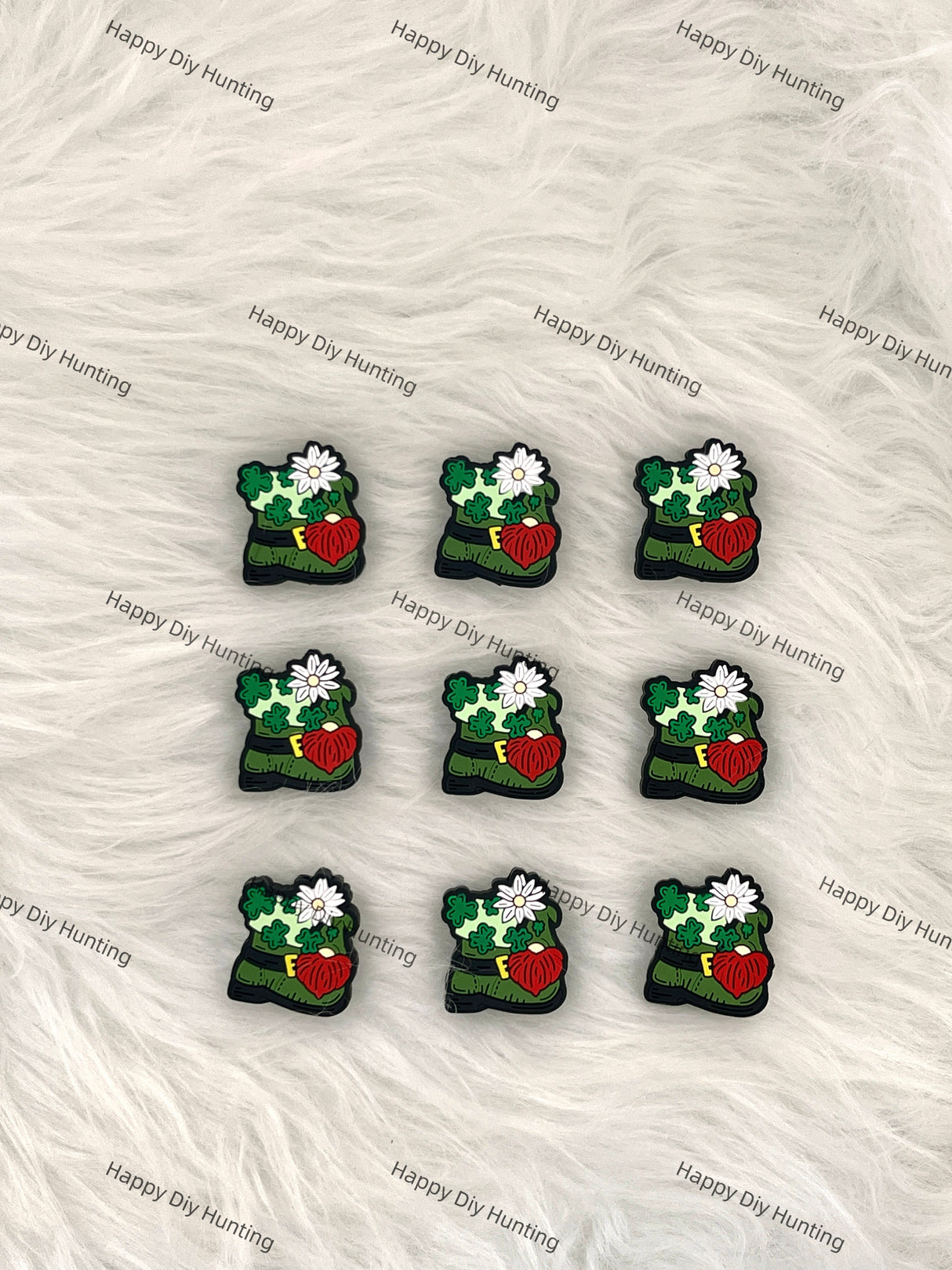 Green Boots Silicone Focal Bead