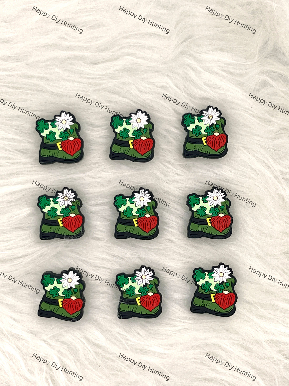 Green Boots Silicone Focal Bead