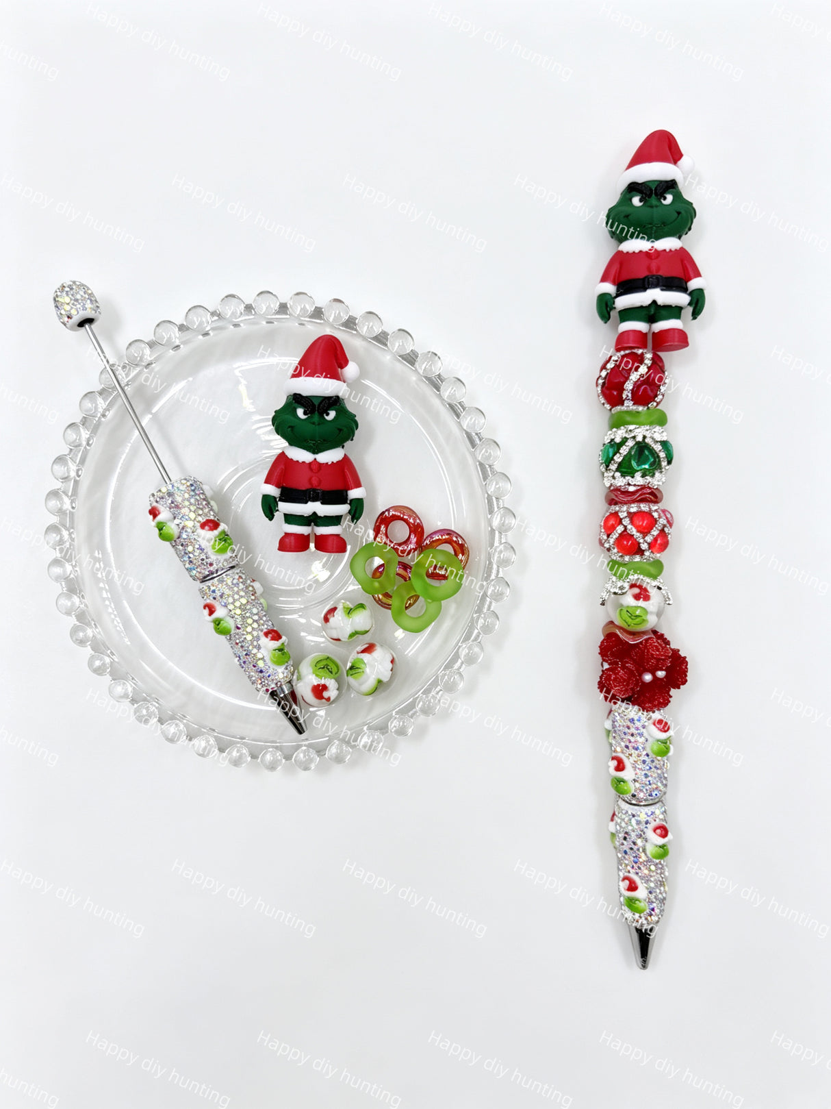 Grinch Green Christmas Monster 3D Pen Topper No Hole for DIY Beadable Pens Wholesale