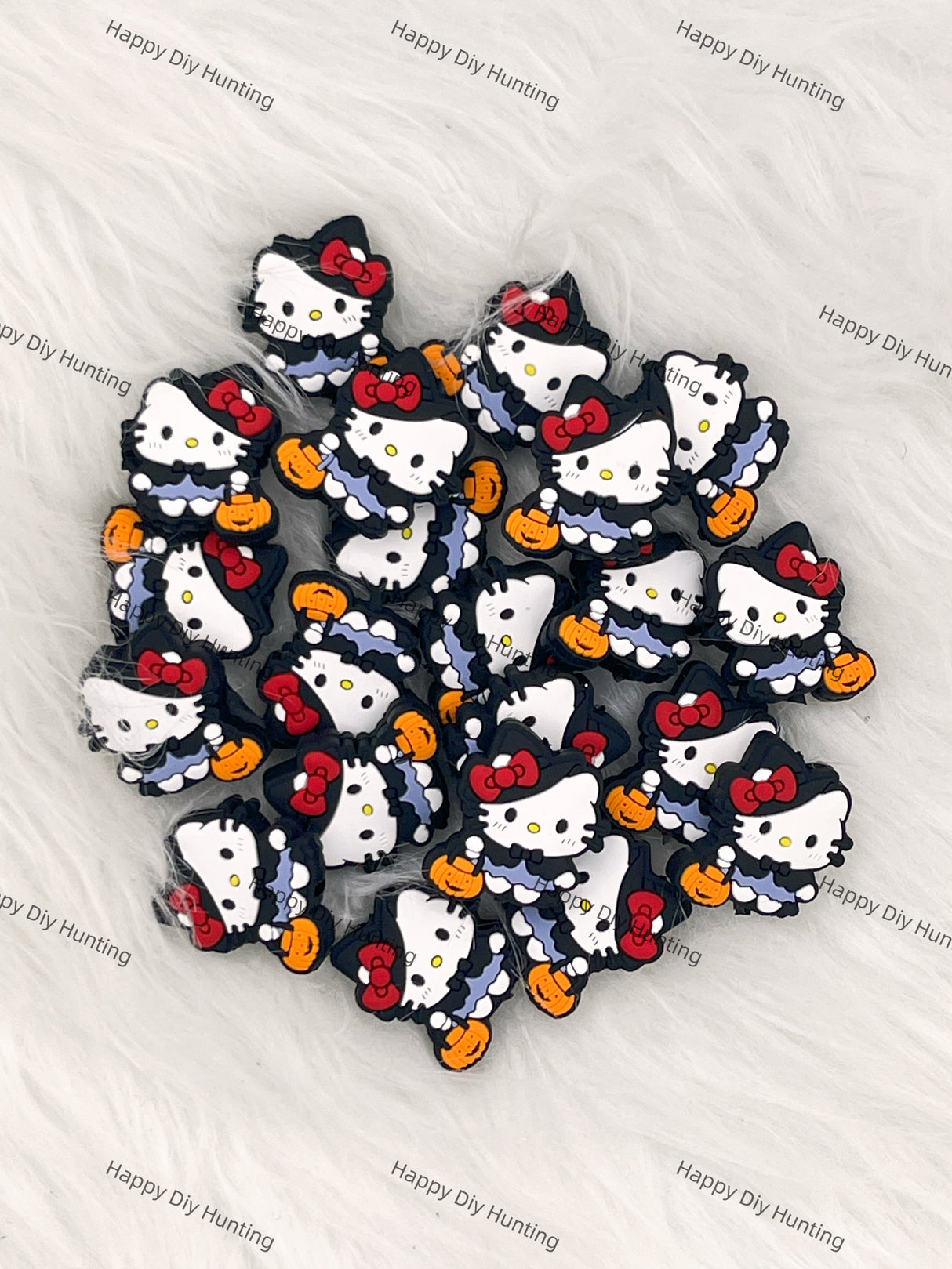 HK Cat Carrying A Pumpkin Lantern Silicone Focal Beads Wholesale, silicone focal beads for pens