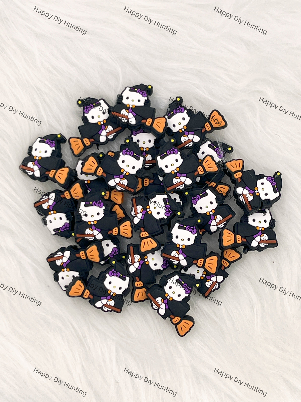 HK Cat Riding On A Magic Broomstick Silicone Focal Beads Wholesale, silicone focal beads for pens