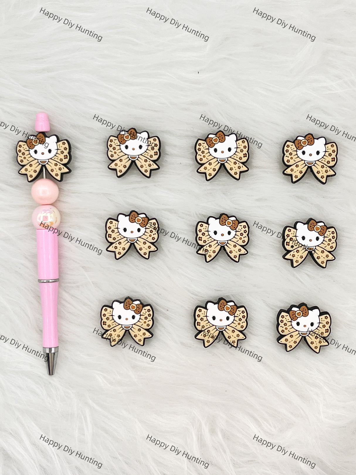 HK Cat With Bowknot Silicone Focal Beads Wholesale, silicone focal beads for pens